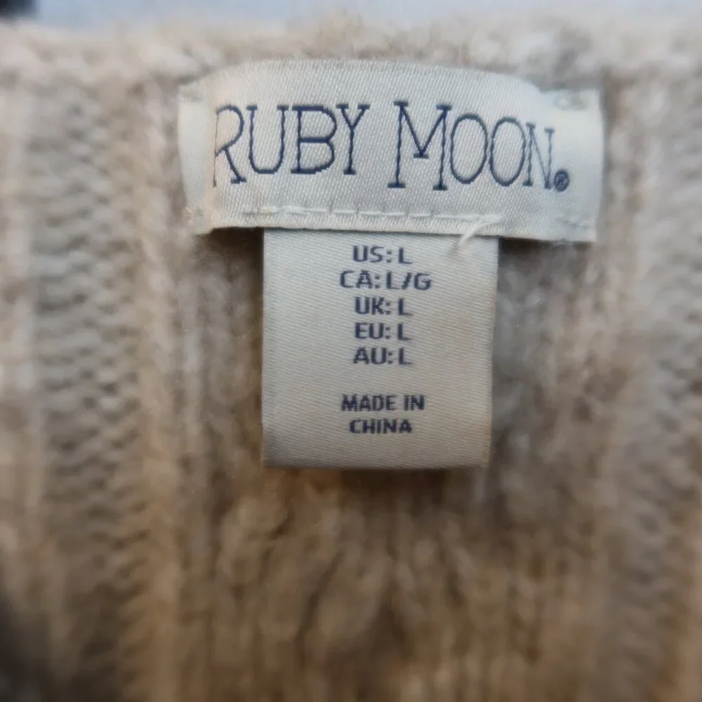 Ruby Moon Cable Knit Sleeveless Top - Cream Size Large Academia